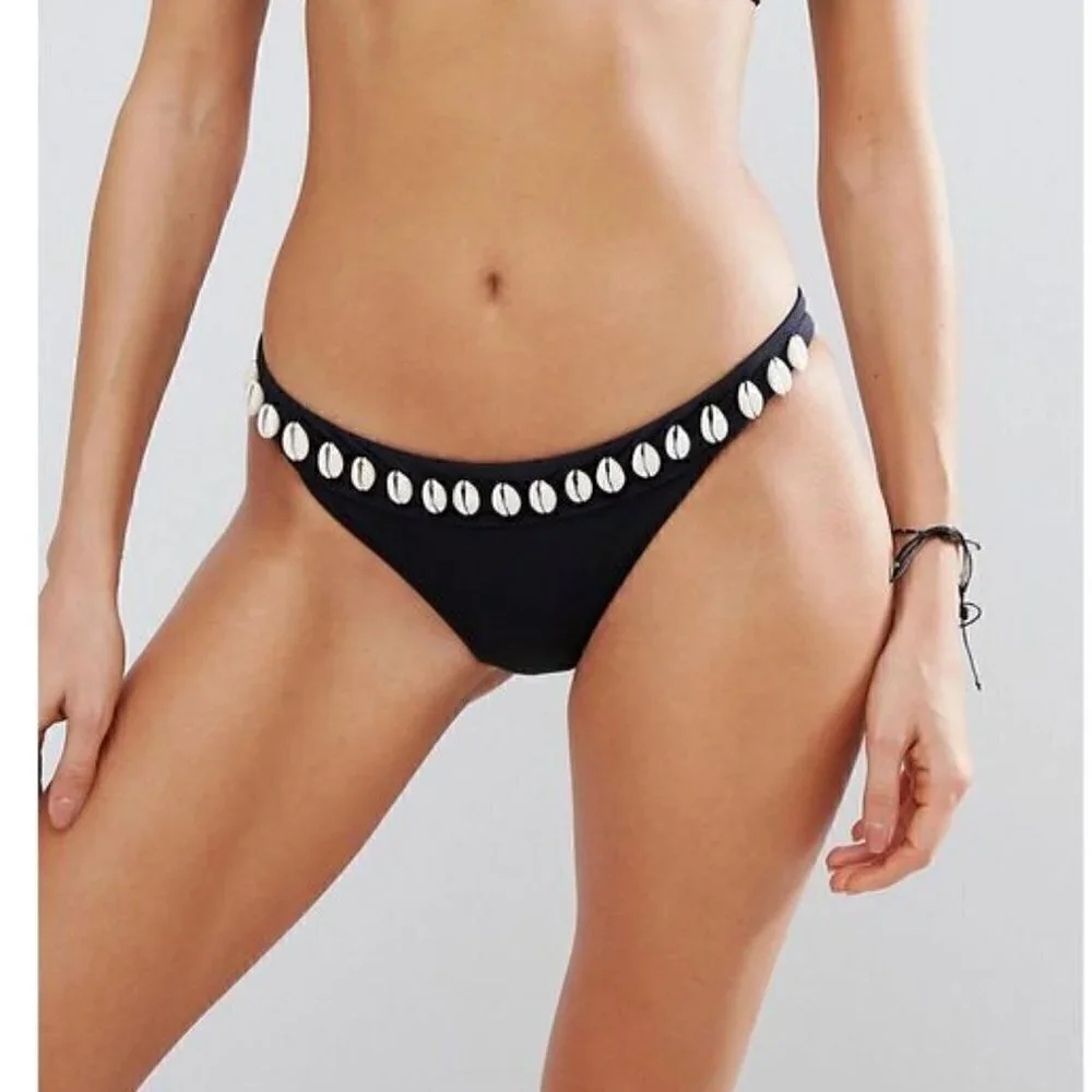 Seafolly Shell Embellished Brazilian Bikini Bottom 6 NWT